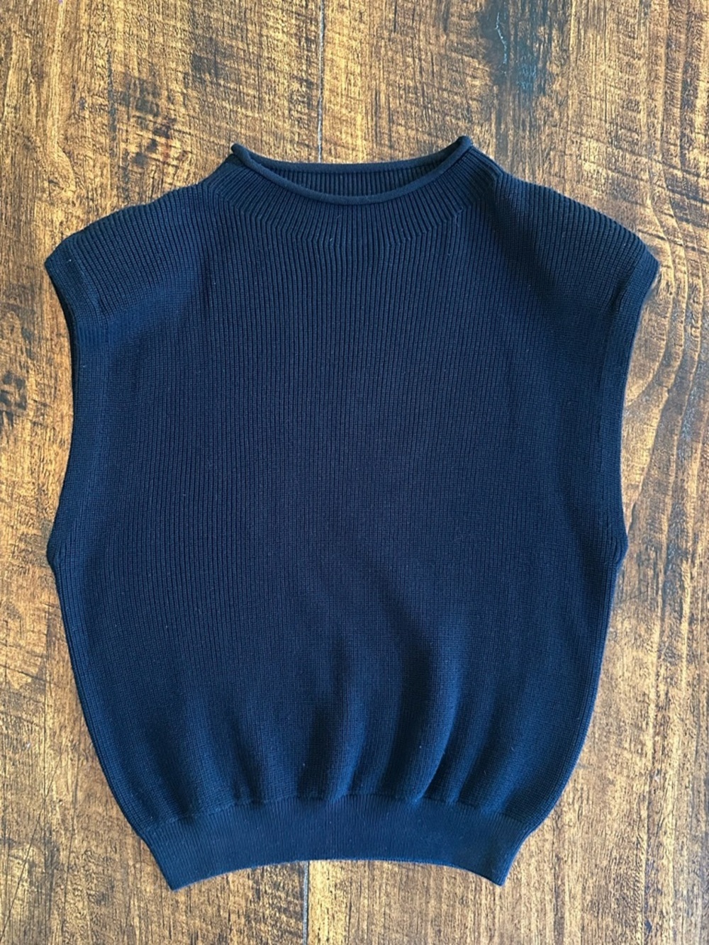 Ellison | Mock Neck Statement Power Shoulder Sweater Vest, Size M - Picture 3 of 8